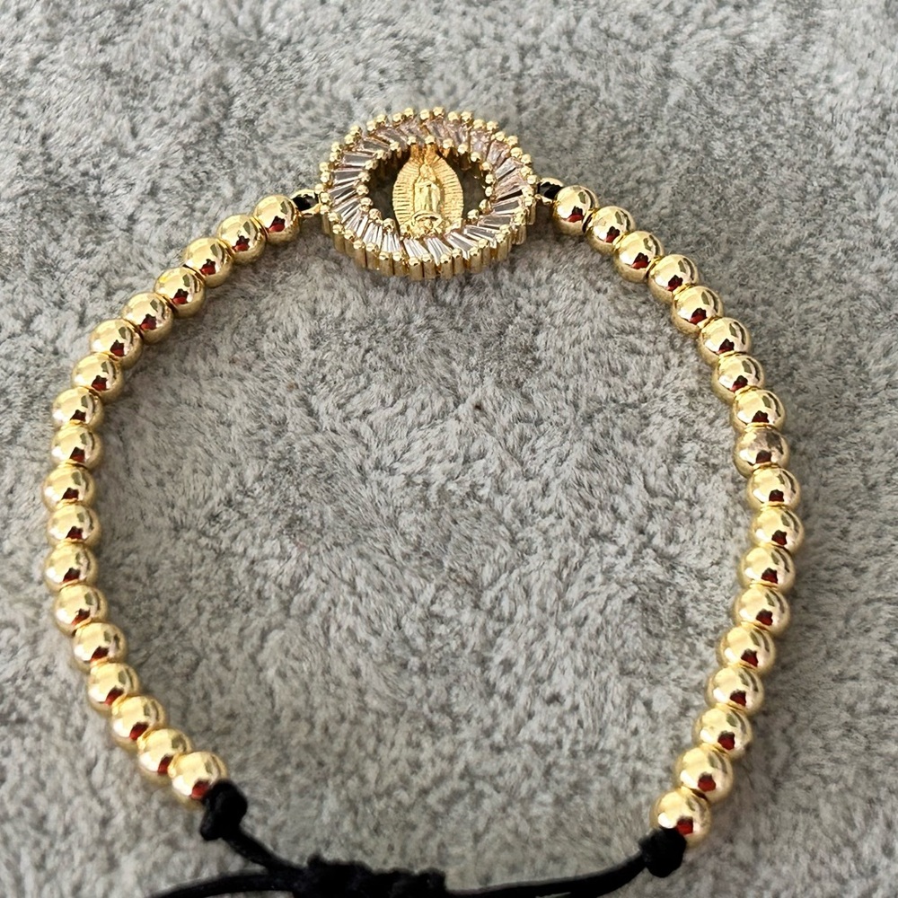 Virgin Mary bracelet, adjustable in 18k gold plated